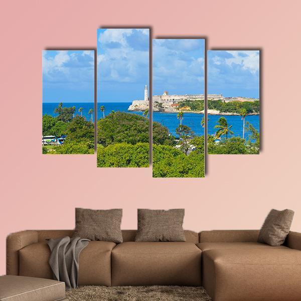 Sierra Morro Castle In Havana Cuba Canvas Wall Art-4 Pop-Gallery Wrap-50&quot; x 32&quot;-Tiaracle
