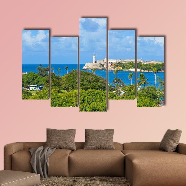 Sierra Morro Castle In Havana Cuba Canvas Wall Art-5 Pop-Gallery Wrap-47&quot; x 32&quot;-Tiaracle