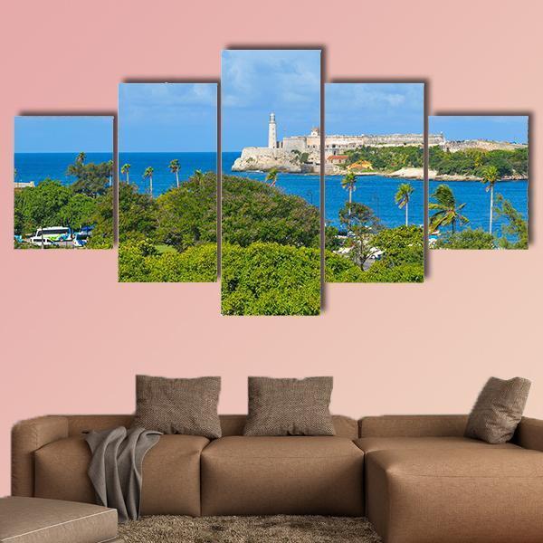 Sierra Morro Castle In Havana Cuba Canvas Wall Art-5 Star-Gallery Wrap-62" x 32"-Tiaracle