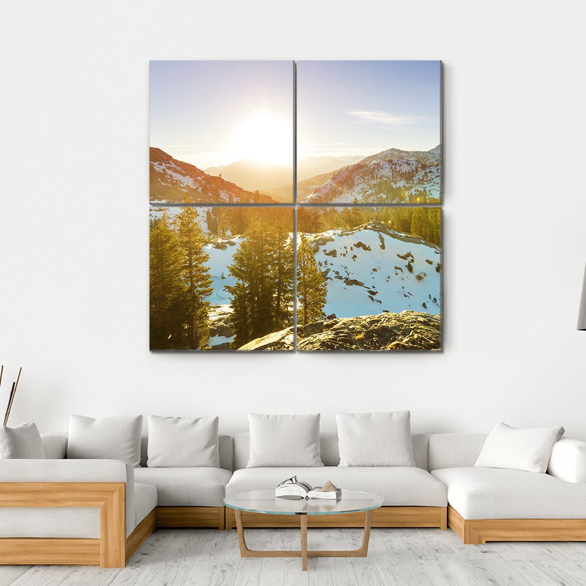 Sierra Nevada Mountain Canvas Wall Art-4 Square-Gallery Wrap-17" x 17"-Tiaracle