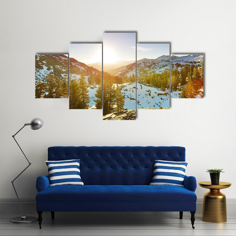 Sierra Nevada Mountain Canvas Wall Art-5 Star-Gallery Wrap-62" x 32"-Tiaracle