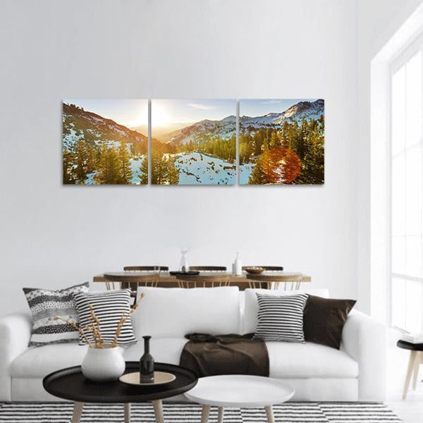 Sierra Nevada Mountains Panoramic Canvas Wall Art-3 Piece-25" x 08"-Tiaracle