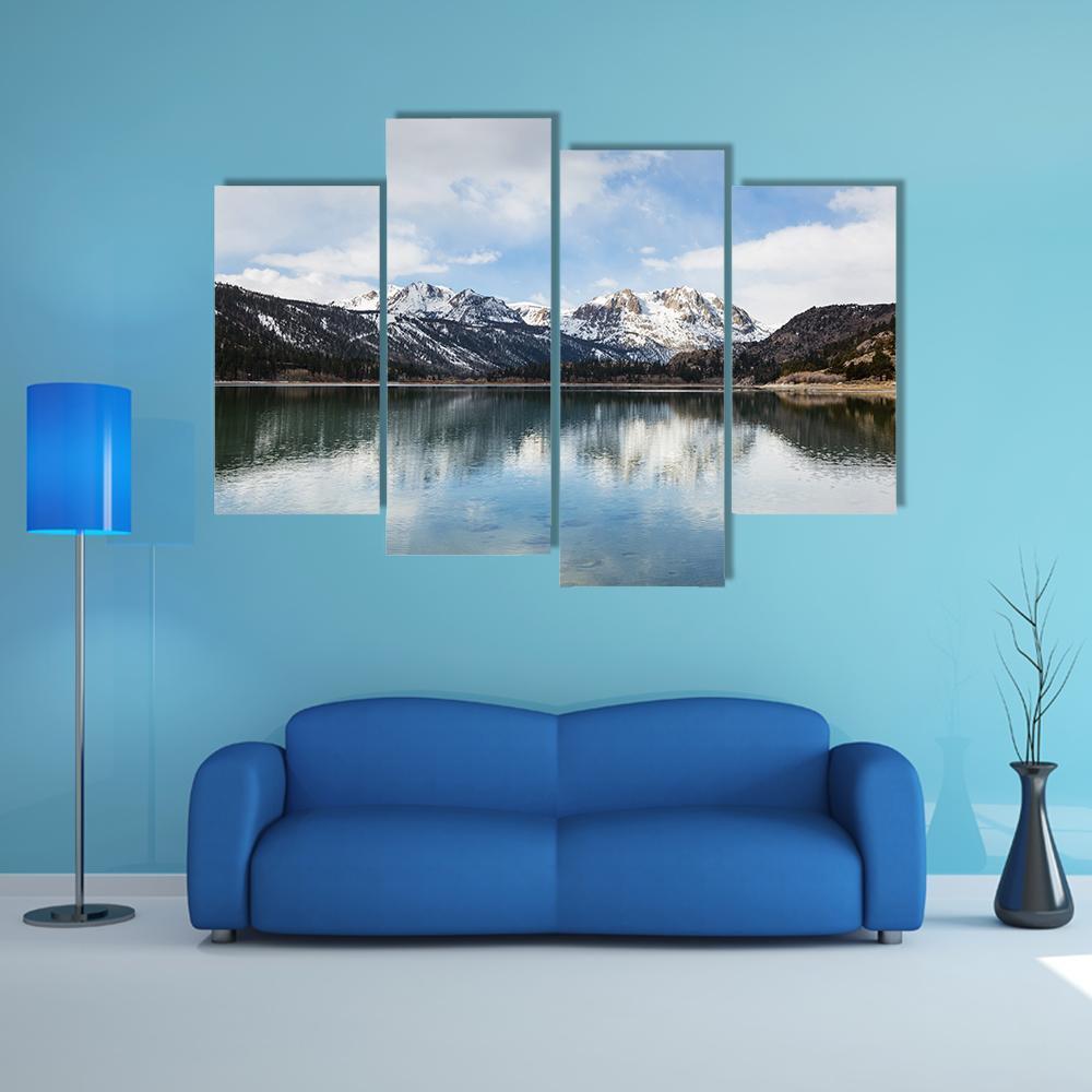 Sierra Nevada Mountains With Lake Canvas Wall Art-4 Pop-Gallery Wrap-50" x 32"-Tiaracle
