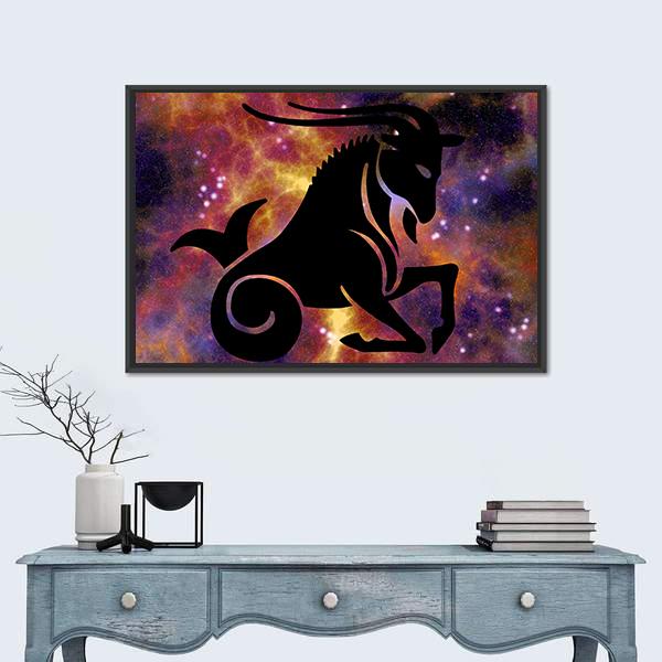 Sign Of Capricorn Canvas Wall Art-1 Piece-Floating Frame-24" x 16"-Tiaracle