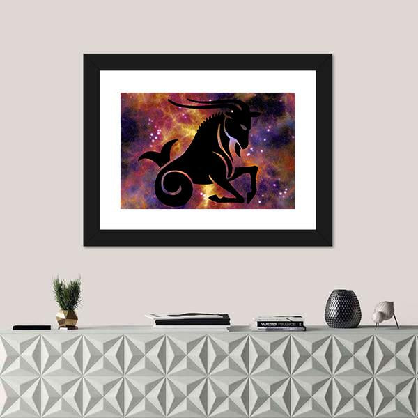 Sign Of Capricorn Canvas Wall Art-1 Piece-Framed Print-20" x 16"-Tiaracle