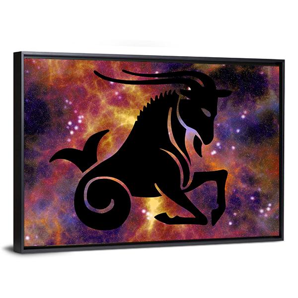 Sign Of Capricorn Canvas Wall Art-3 Horizontal-Gallery Wrap-25" x 16"-Tiaracle