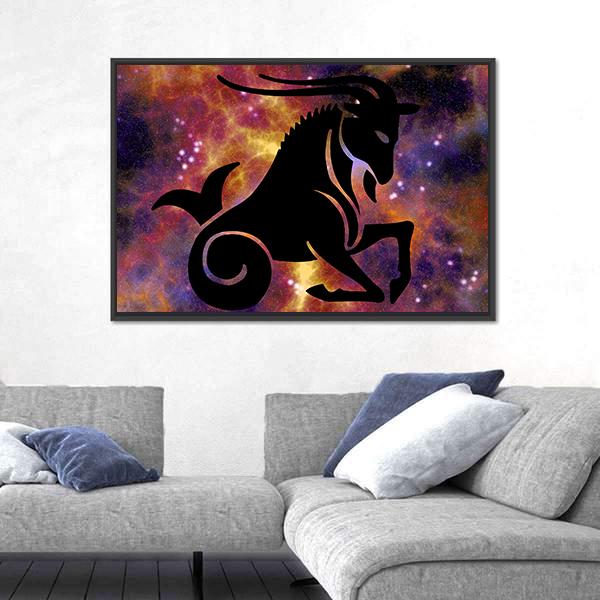 Sign Of Capricorn Canvas Wall Art-3 Horizontal-Gallery Wrap-25" x 16"-Tiaracle
