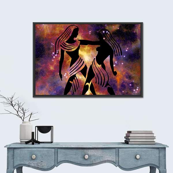 Sign Of Gemini Canvas Wall Art-1 Piece-Floating Frame-24" x 16"-Tiaracle