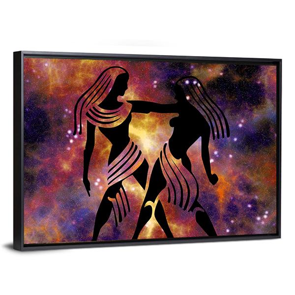 Sign Of Gemini Canvas Wall Art-3 Horizontal-Gallery Wrap-25" x 16"-Tiaracle