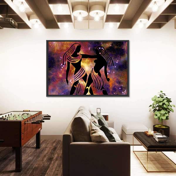 Sign Of Gemini Canvas Wall Art-3 Horizontal-Gallery Wrap-25" x 16"-Tiaracle