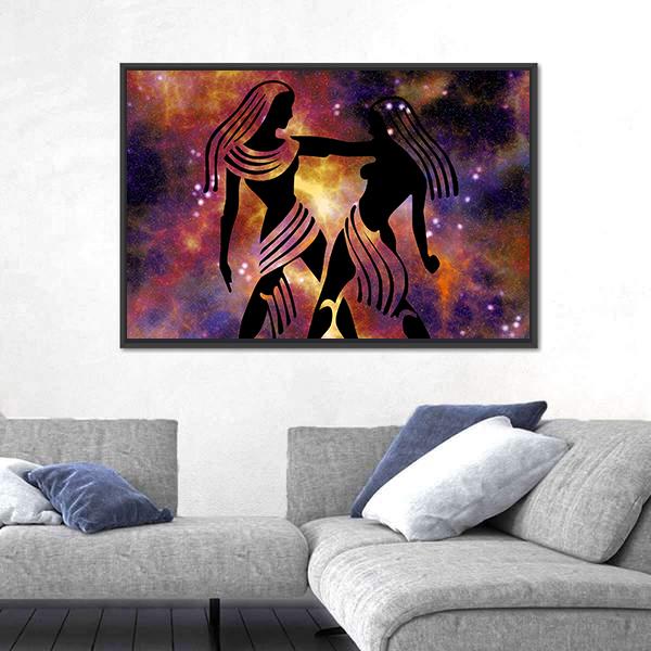 Sign Of Gemini Canvas Wall Art-3 Horizontal-Gallery Wrap-25" x 16"-Tiaracle