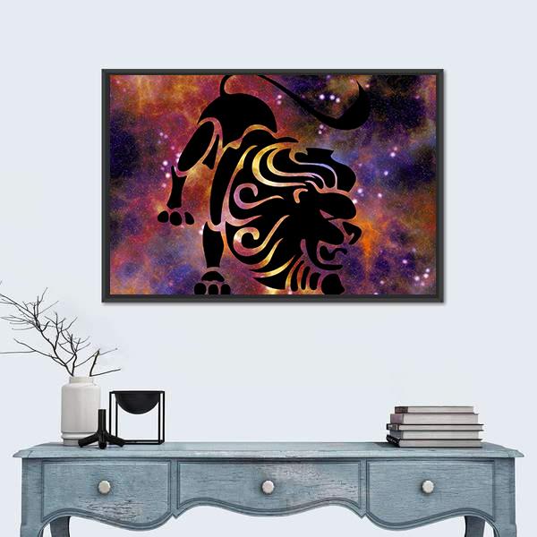 Sign Of Leo Canvas Wall Art-1 Piece-Floating Frame-24" x 16"-Tiaracle