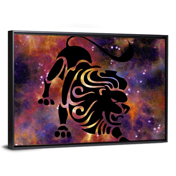 Sign Of Leo Canvas Wall Art-3 Horizontal-Gallery Wrap-25" x 16"-Tiaracle