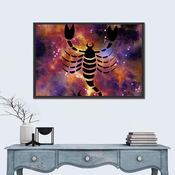 Sign Of Scorpio Canvas Wall Art-1 Piece-Floating Frame-24" x 16"-Tiaracle