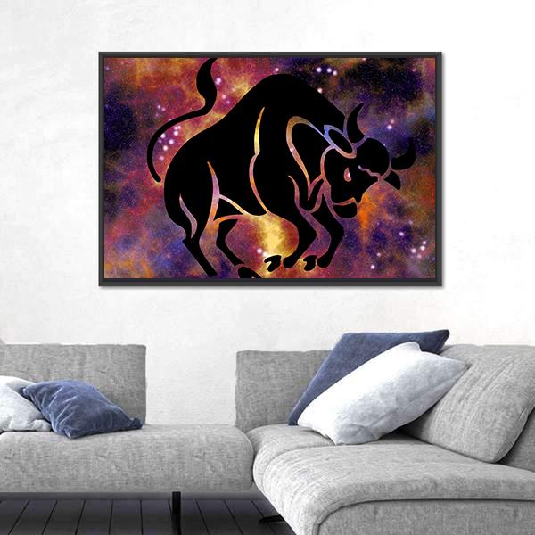 Sign Of Taurus Canvas Wall Art-3 Horizontal-Gallery Wrap-25" x 16"-Tiaracle