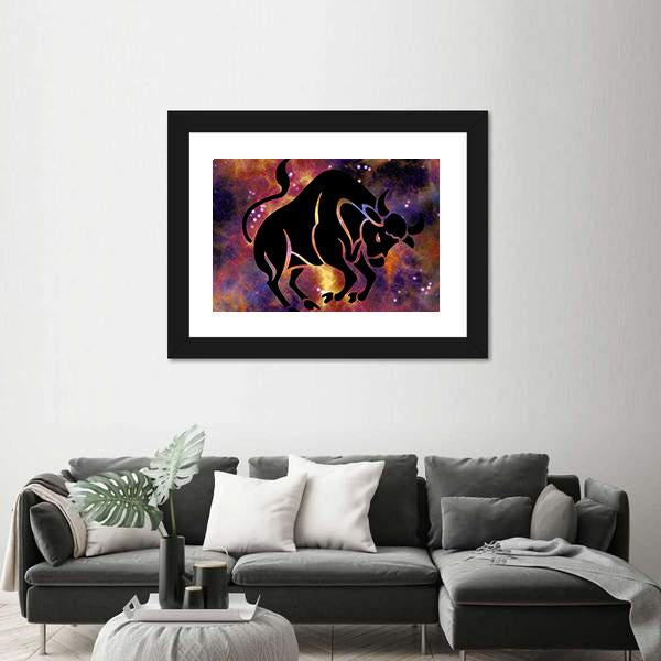 Sign Of Taurus Canvas Wall Art-3 Horizontal-Gallery Wrap-25" x 16"-Tiaracle