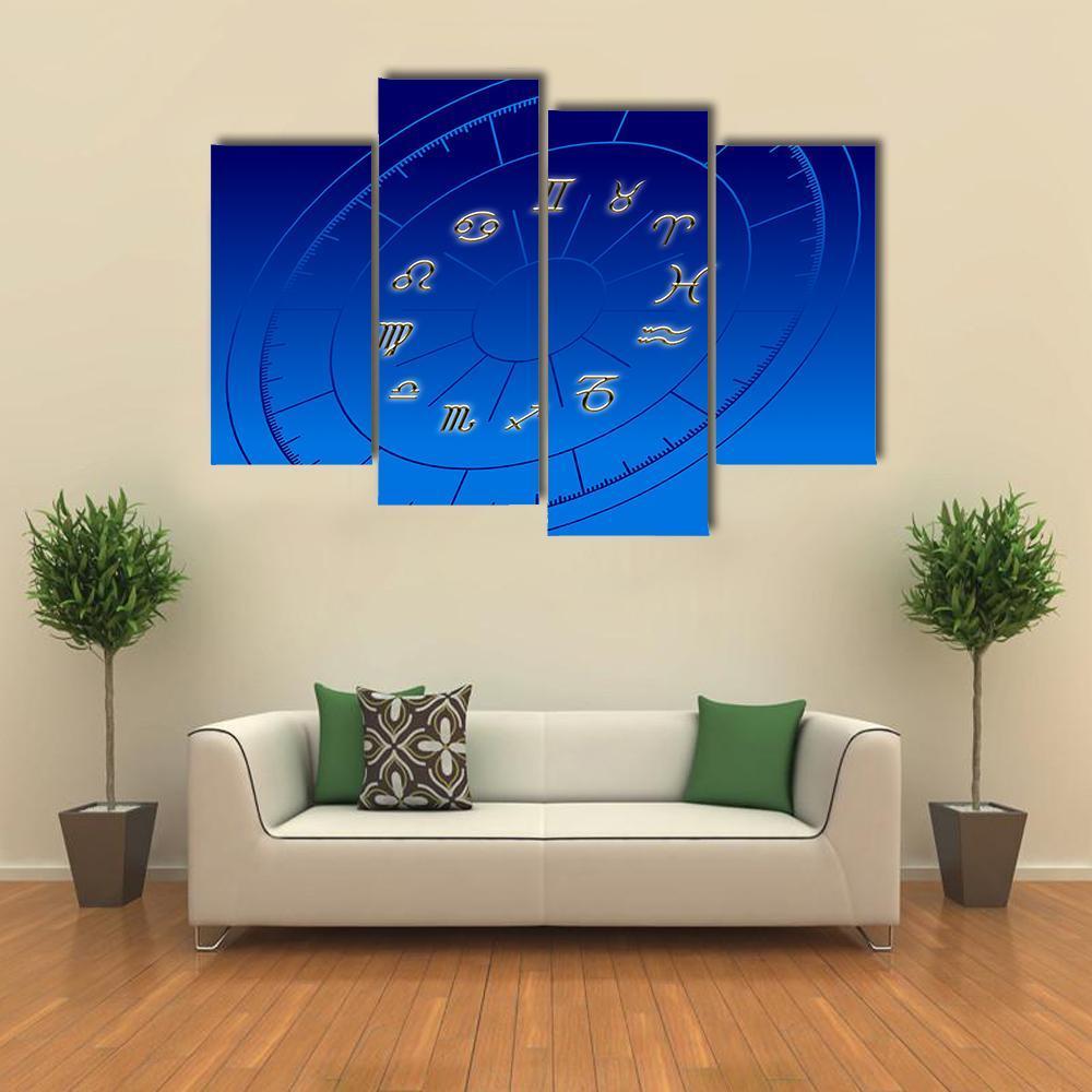 Signs Of Zodiac Fortune Canvas Wall Art-4 Pop-Gallery Wrap-34" x 20"-Tiaracle