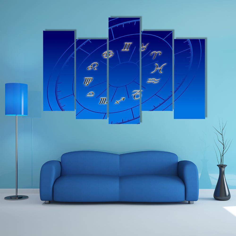 Signs Of Zodiac Fortune Canvas Wall Art-5 Pop-Gallery Wrap-32" x 21"-Tiaracle