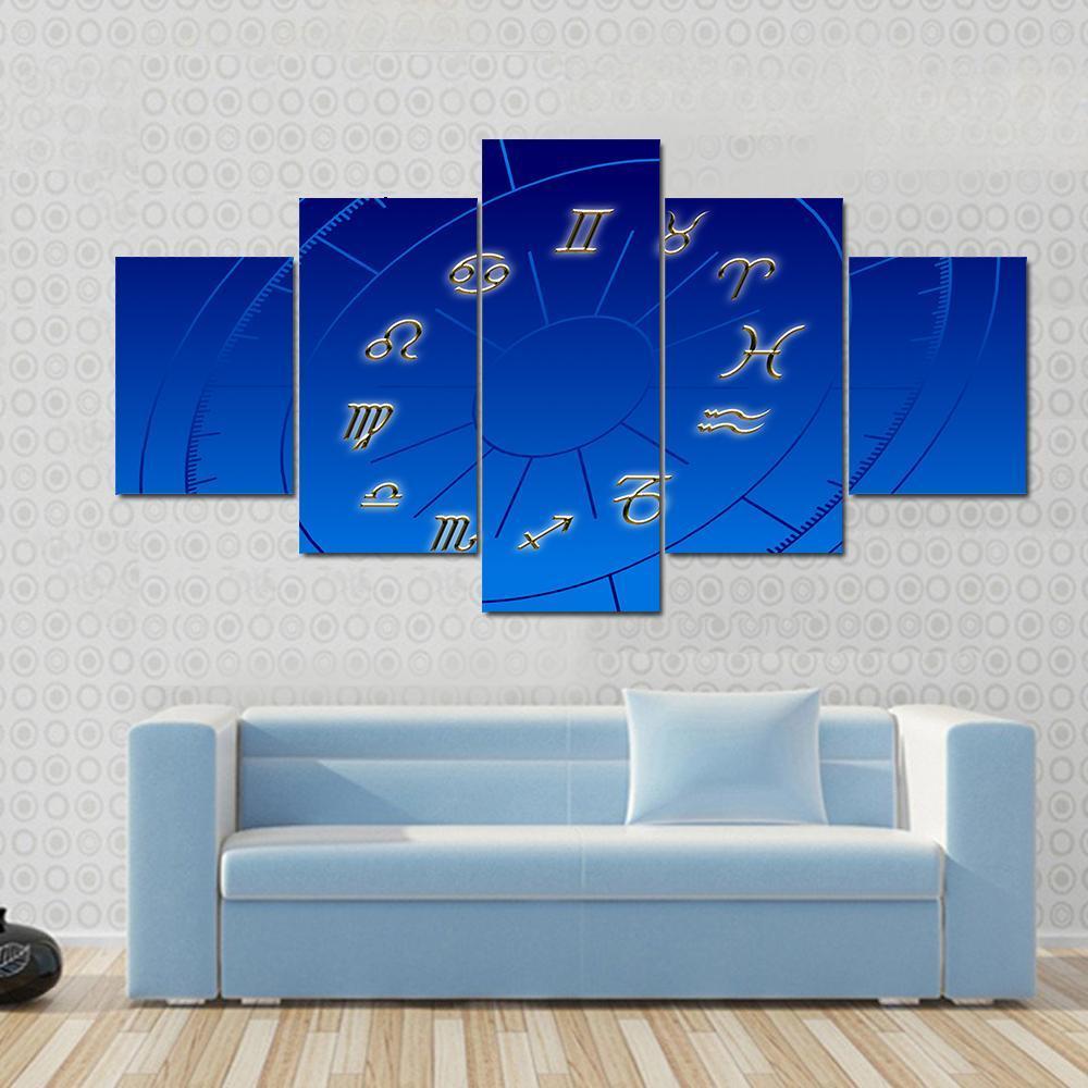 Signs Of Zodiac Fortune Canvas Wall Art-5 Star-Gallery Wrap-42" x 21"-Tiaracle