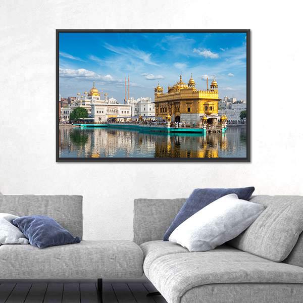 Sikh Gurdwara Golden Temple Canvas Wall Art-3 Horizontal-Gallery Wrap-25" x 16"-Tiaracle