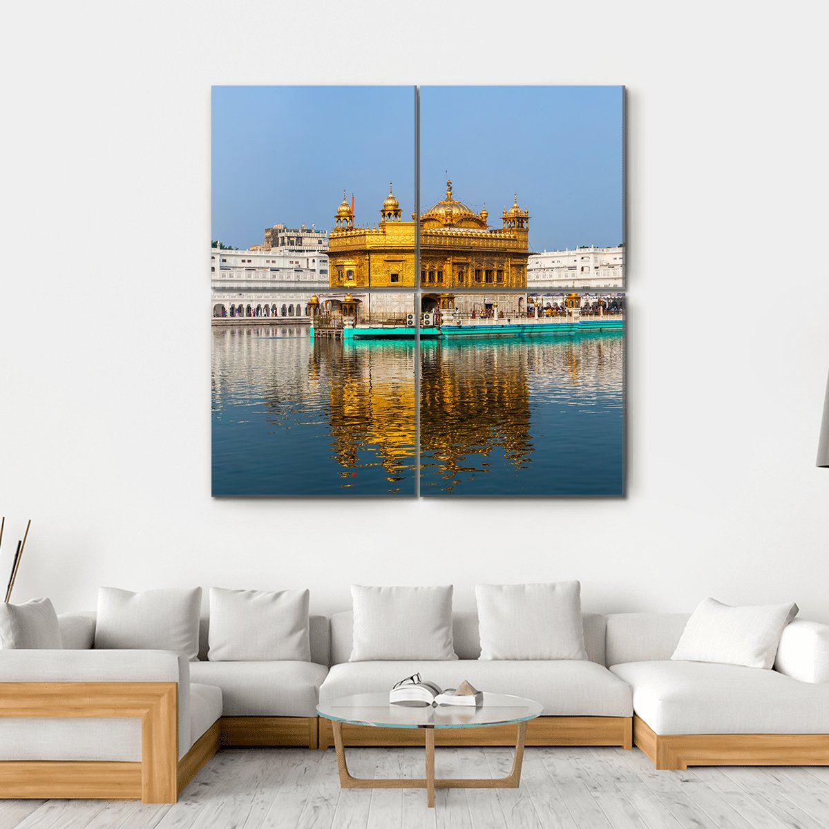 Sikh Gurdwara Golden Temple In India Canvas Wall Art-4 Square-Gallery Wrap-17" x 17"-Tiaracle