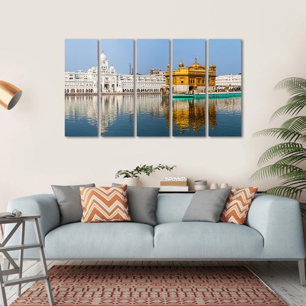 Sikh Gurdwara Golden Temple In India Canvas Wall Art-5 Horizontal-Gallery Wrap-22" x 12"-Tiaracle