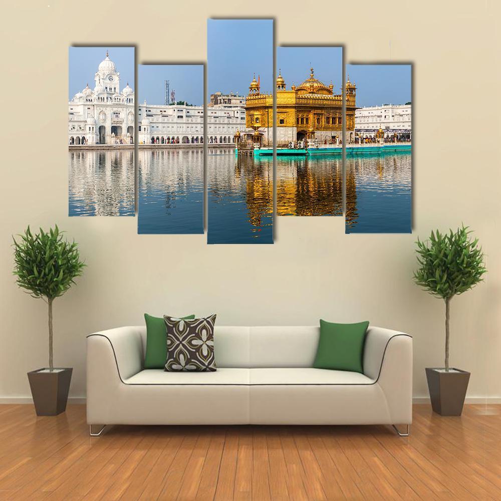 Sikh Gurdwara Golden Temple In India Canvas Wall Art-5 Pop-Gallery Wrap-47" x 32"-Tiaracle
