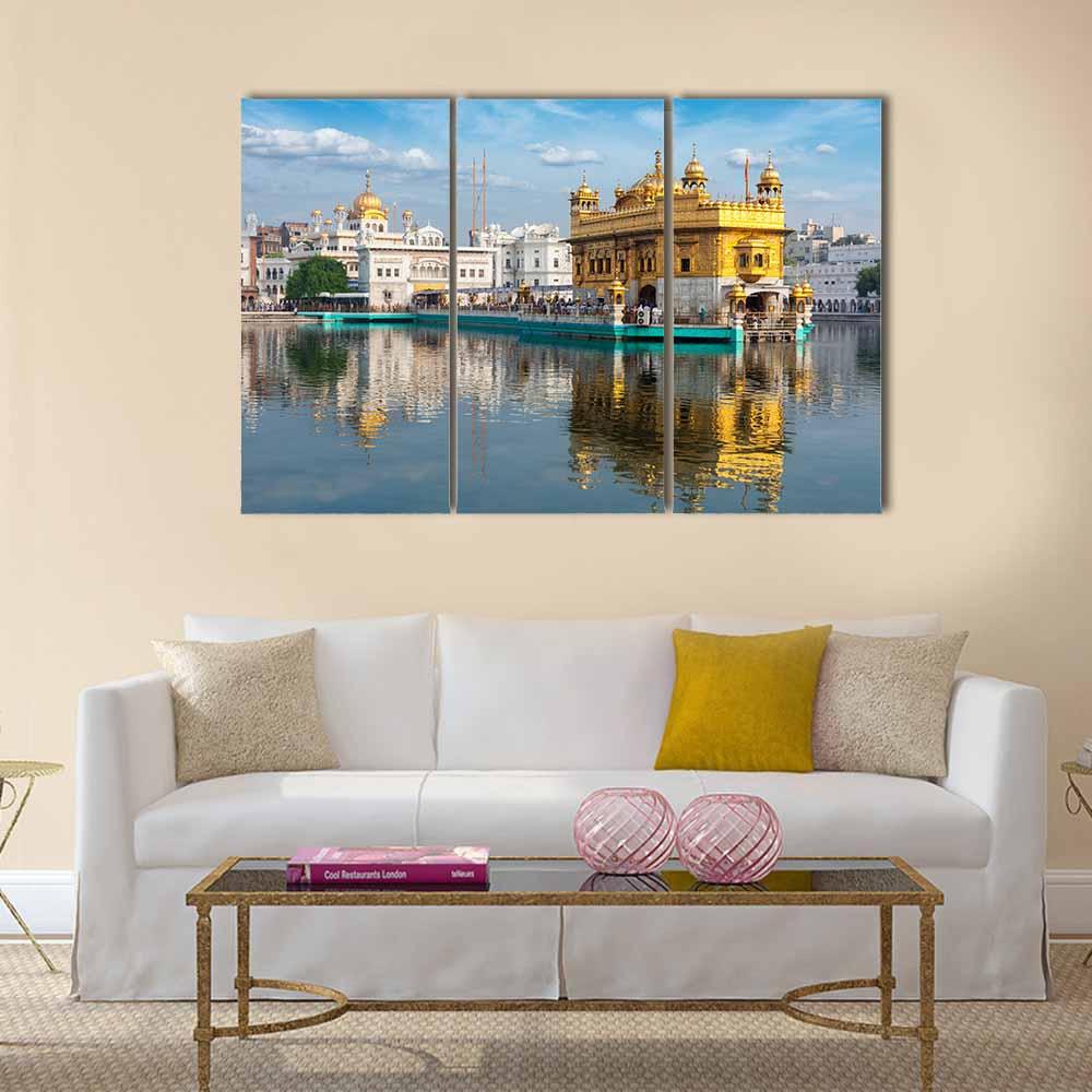 Sikh Gurdwara Golden Temple Canvas Wall Art-3 Horizontal-Gallery Wrap-25" x 16"-Tiaracle