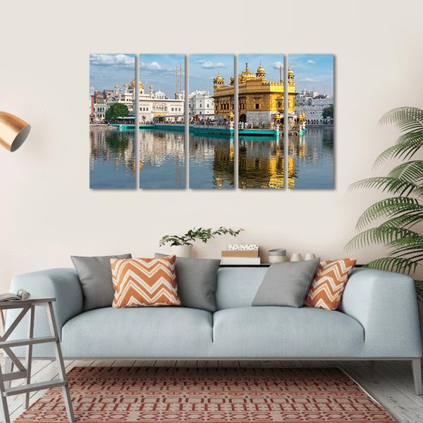 Sikh Gurdwara Golden Temple Canvas Wall Art-5 Horizontal-Gallery Wrap-22" x 12"-Tiaracle