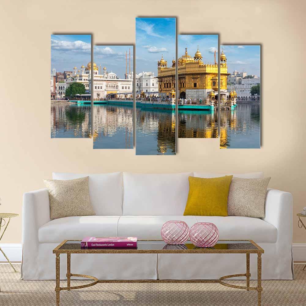 Sikh Gurdwara Golden Temple Canvas Wall Art-5 Pop-Gallery Wrap-32" x 21"-Tiaracle