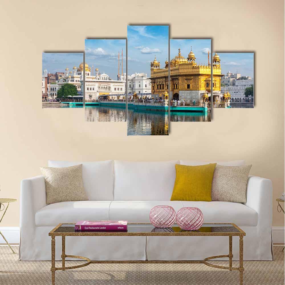 Sikh Gurdwara Golden Temple Canvas Wall Art-5 Star-Gallery Wrap-42" x 21"-Tiaracle