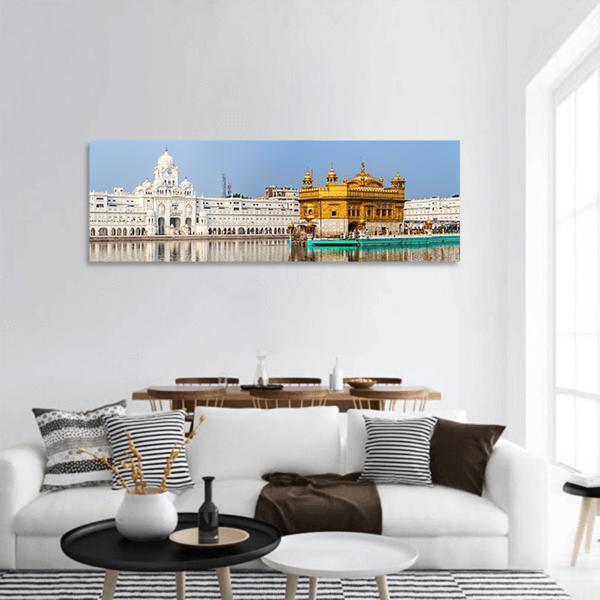 Sikh Gurdwara In Amritsar Panoramic Canvas Wall Art-1 Piece-36" x 12"-Tiaracle