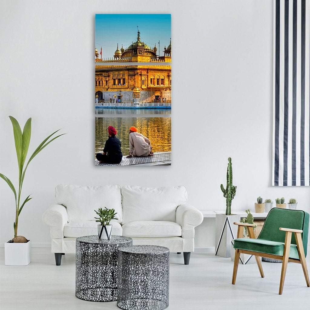 Sikh Religious Temple In Amritsar Punjab Vertical Canvas Wall Art-3 Vertical-Gallery Wrap-12" x 25"-Tiaracle