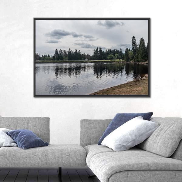 Silberteich Lake Germany Canvas Wall Art-1 Piece-Floating Frame-24" x 16"-Tiaracle