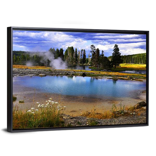 Silent Geyser In Yellowstone National Park Canvas Wall Art-3 Horizontal-Gallery Wrap-25" x 16"-Tiaracle