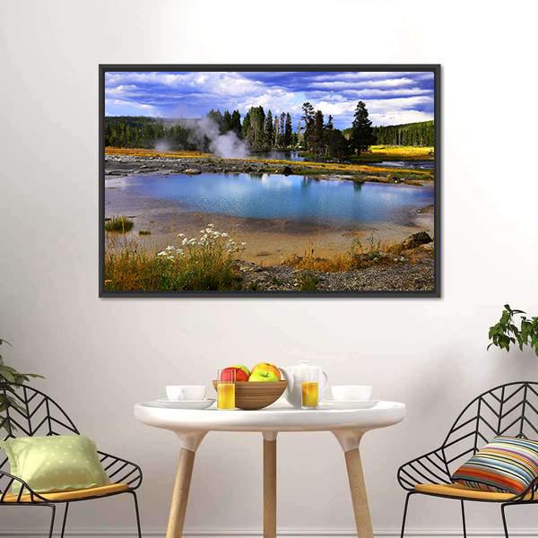 Silent Geyser In Yellowstone National Park Canvas Wall Art-3 Horizontal-Gallery Wrap-25" x 16"-Tiaracle