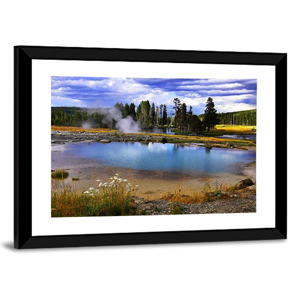 Silent Geyser In Yellowstone National Park Canvas Wall Art-3 Horizontal-Gallery Wrap-25" x 16"-Tiaracle