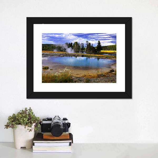 Silent Geyser In Yellowstone National Park Canvas Wall Art-1 Piece-Framed Print-20" x 16"-Tiaracle