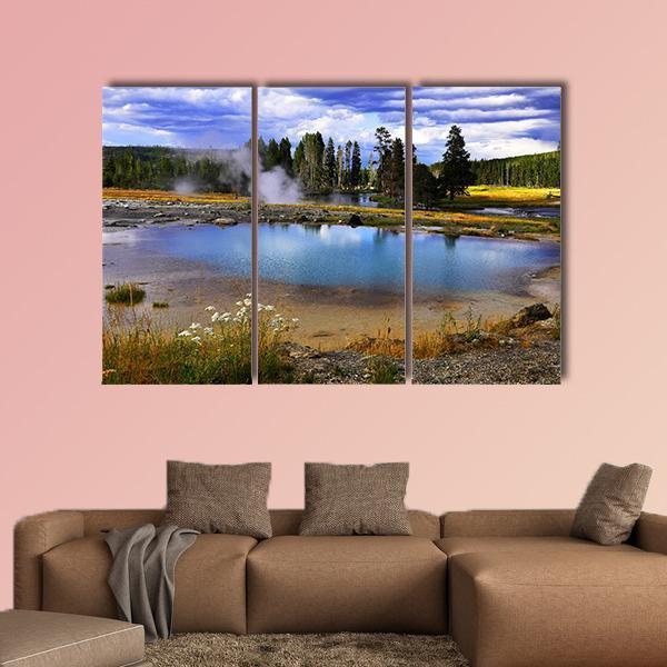 Silent Geyser In Yellowstone National Park Canvas Wall Art-3 Horizontal-Gallery Wrap-37" x 24"-Tiaracle