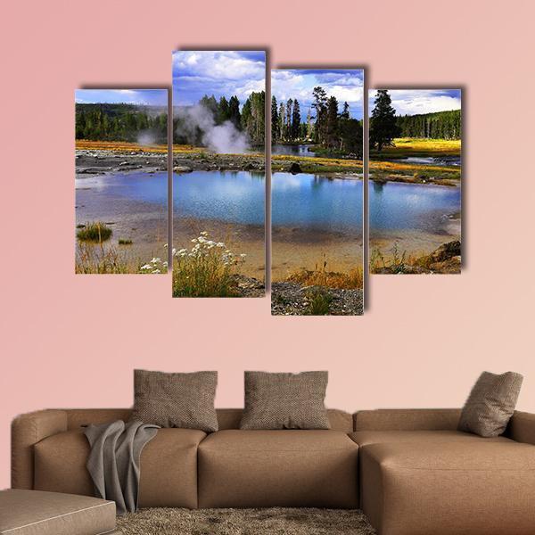 Silent Geyser In Yellowstone National Park Canvas Wall Art-4 Pop-Gallery Wrap-50" x 32"-Tiaracle