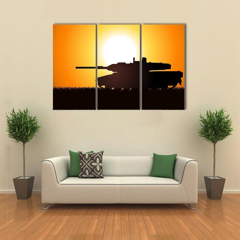 Silhouette Illustration Of A Heavy Artillery Canvas Wall Art-3 Horizontal-Gallery Wrap-37" x 24"-Tiaracle