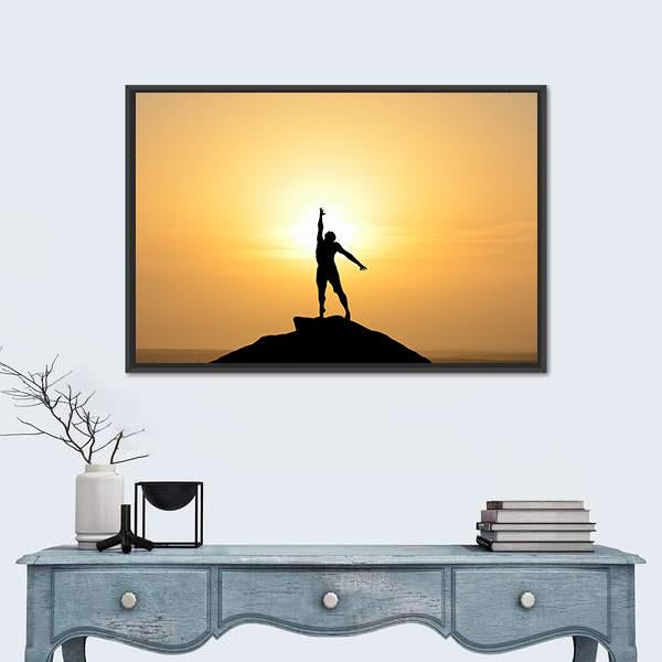 Silhouette Of A Businessman Canvas Wall Art-1 Piece-Floating Frame-24" x 16"-Tiaracle
