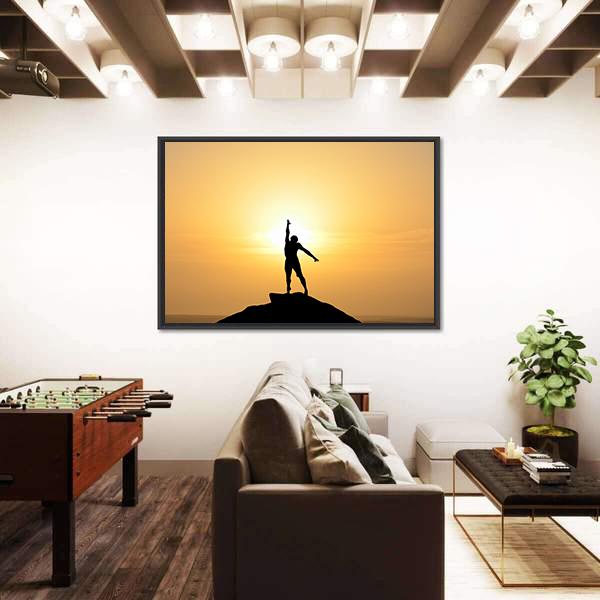 Silhouette Of A Businessman Canvas Wall Art-3 Horizontal-Gallery Wrap-25" x 16"-Tiaracle