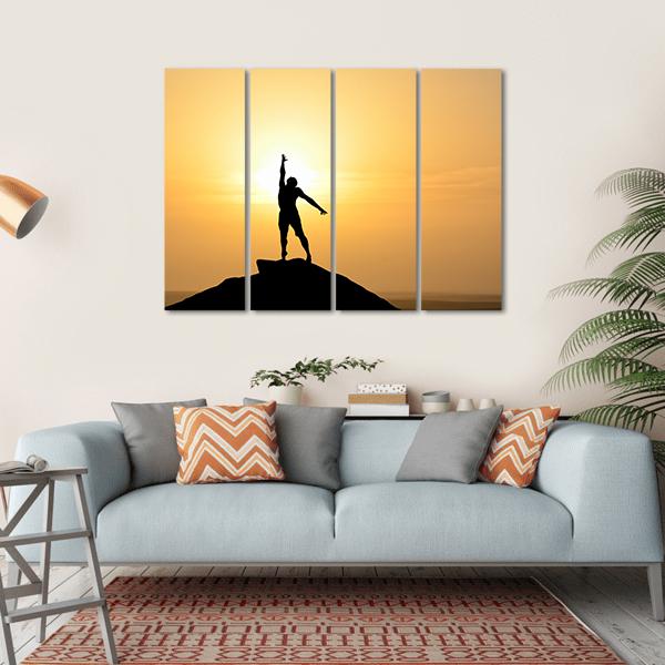 Silhouette Of A Businessman Canvas Wall Art-4 Horizontal-Gallery Wrap-34" x 24"-Tiaracle