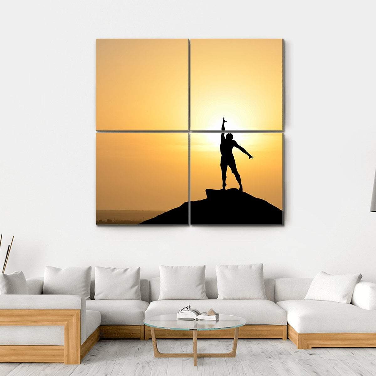 Silhouette Of A Businessman Canvas Wall Art-4 Square-Gallery Wrap-17" x 17"-Tiaracle