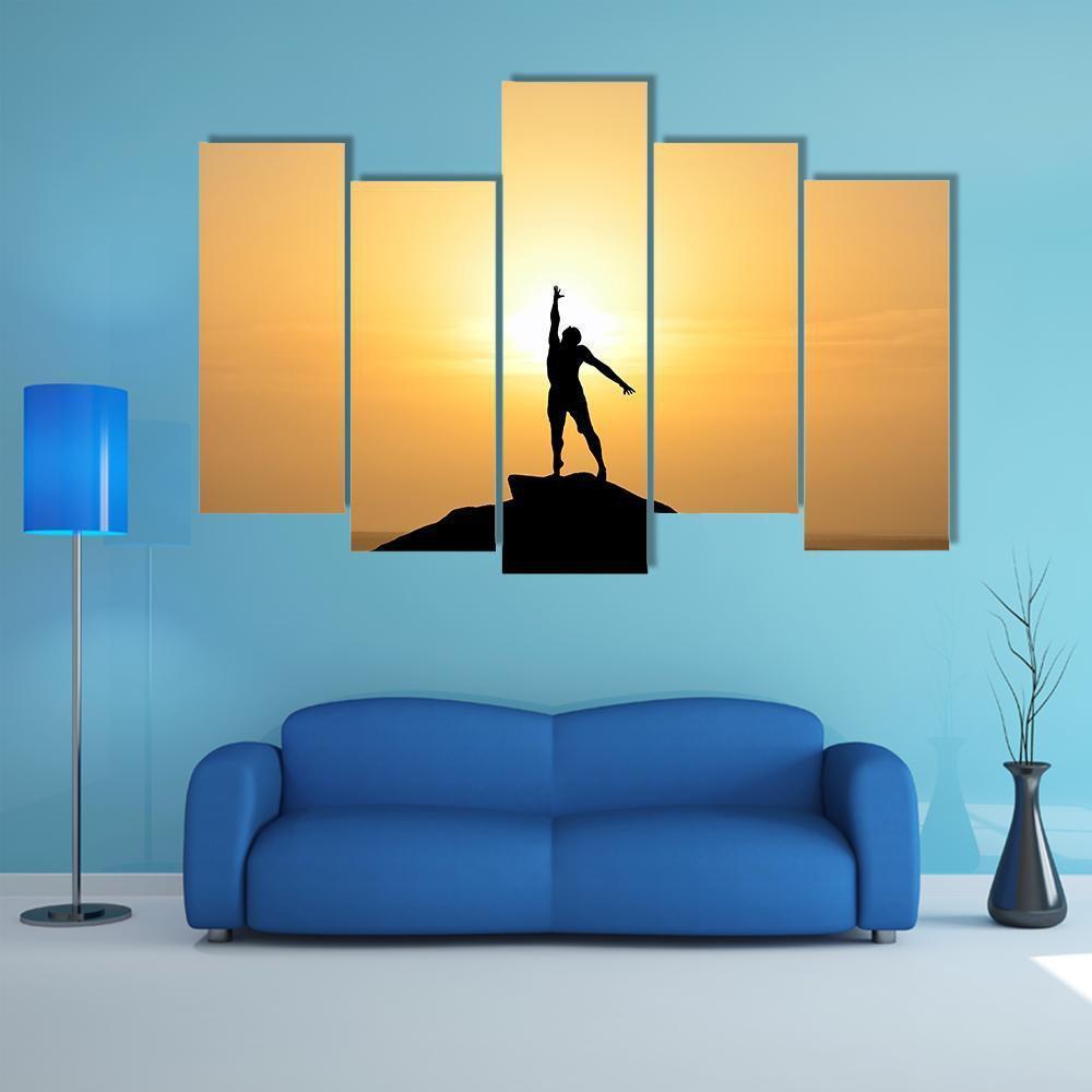 Silhouette Of A Businessman Canvas Wall Art-5 Pop-Gallery Wrap-47" x 32"-Tiaracle
