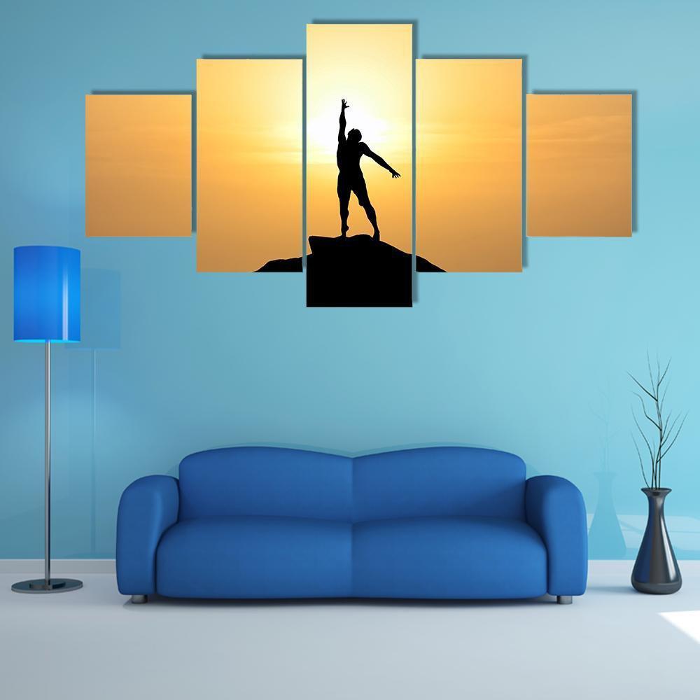 Silhouette Of A Businessman Canvas Wall Art-5 Star-Gallery Wrap-62" x 32"-Tiaracle