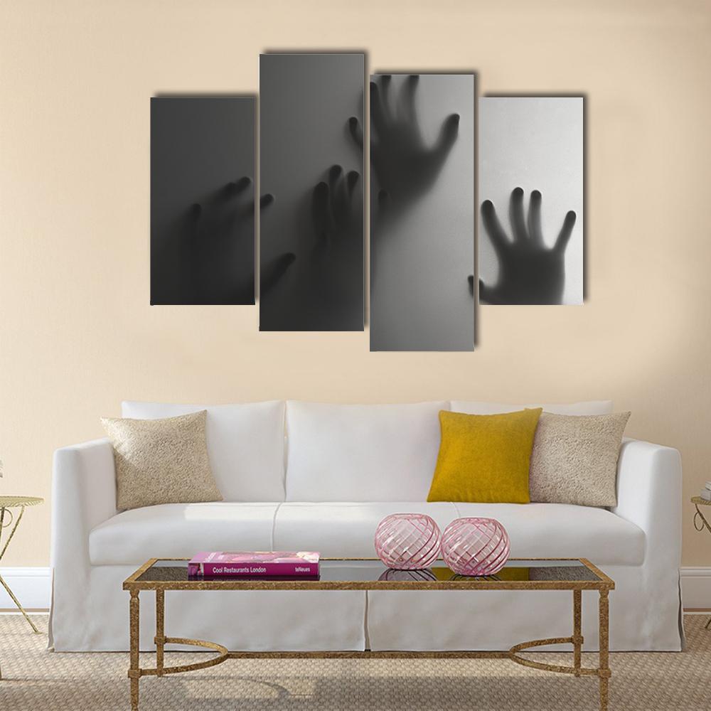 Silhouette Of A Hand Canvas Wall Art-4 Pop-Gallery Wrap-50" x 32"-Tiaracle