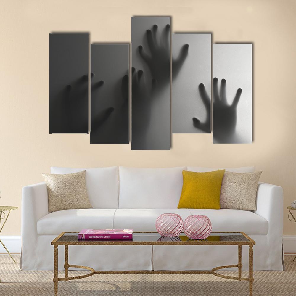 Silhouette Of A Hand Canvas Wall Art-5 Pop-Gallery Wrap-47" x 32"-Tiaracle