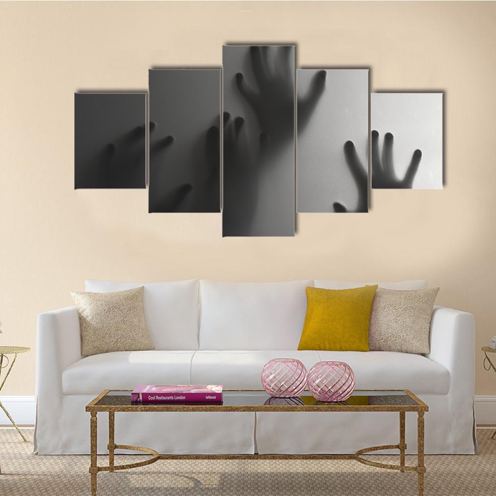 Silhouette Of A Hand Canvas Wall Art-5 Star-Gallery Wrap-62" x 32"-Tiaracle
